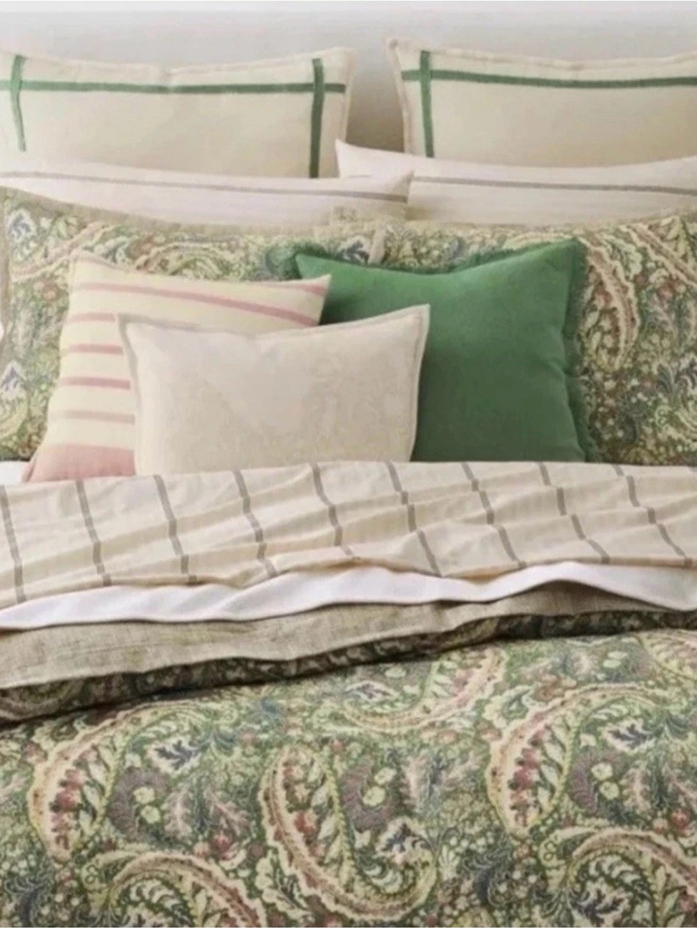 Ralph Lauren Allie Paisley Queen Duvet Cover with 1 Standard Sham Green paisley - Picture 3 of 11